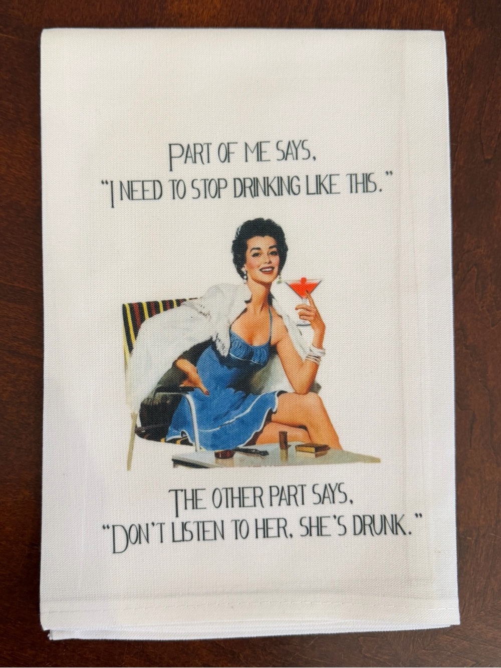 Sassy Talkin’ Humorous Retro Illustrated Cocktail Flour Sack Kitchen Towel NWOT